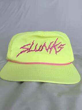 Slunks Snapback Hat Neon Yellow Pink Embroidered Rope Cap